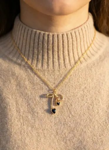 [NCKS-005] Gold Plated Black diamond Necklace