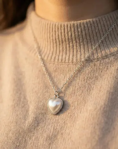 [NCKS-020] White heart shaped necklace
